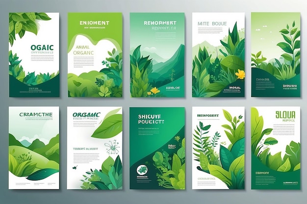 Set de modèles de conception de couvertures de brochures et de rapports annuels sur le thème de la nature