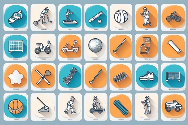 Photo set of 16 activity outline icons such as loader truck joystick domino golf ball