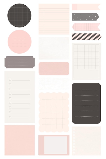 Set de papiers png de rappel de notes collantes