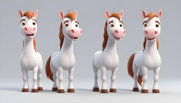 Photo set de personnages de chevaux 3d