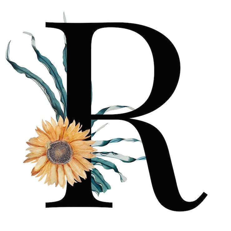 Photo set de polices d'alphabet floral r png