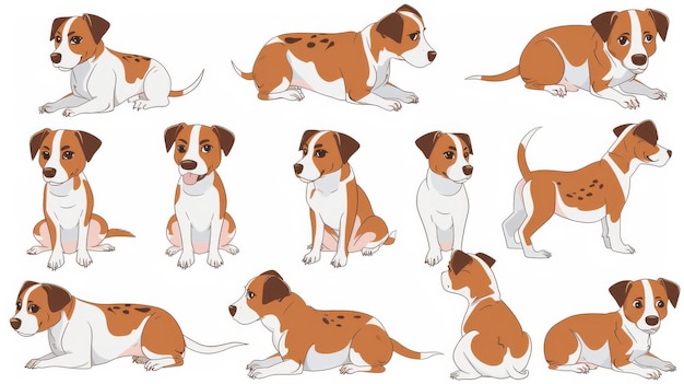 Set de poses de race de chien de Jack russell terriers Illustration dans une conception plate