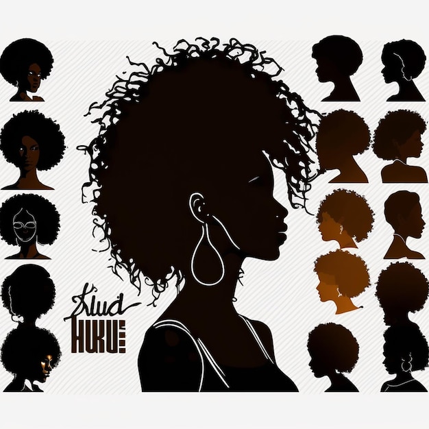 Photo set de silhouettes de femmes noires sur un fond blanc