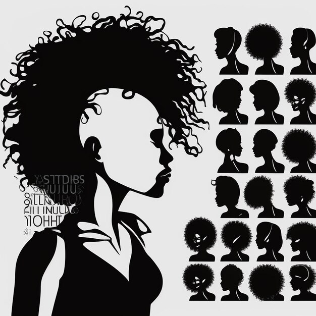 Set de silhouettes de femmes noires sur un fond blanc