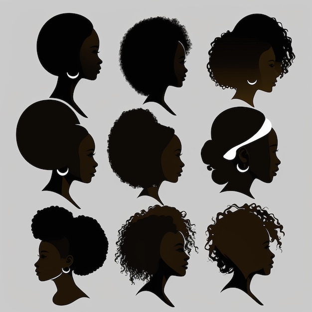 Set de silhouettes de femmes noires sur un fond blanc