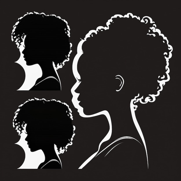 Photo set de silhouettes de femmes noires sur un fond blanc