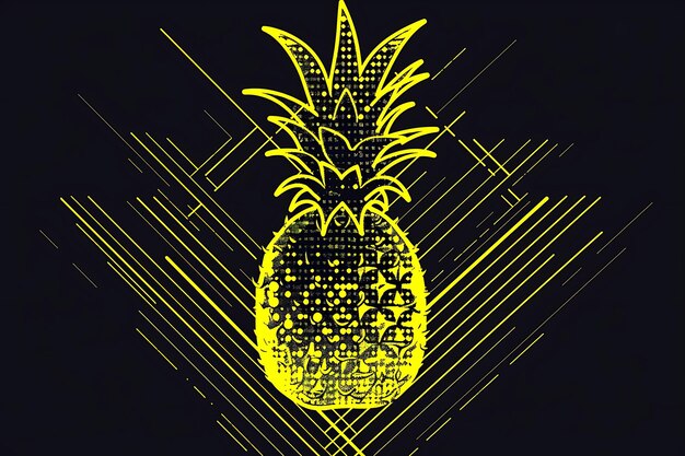 Photo set de simple ananas 8 bits pixel avec des feuilles et des pointes et diag jeu actif t-shirt concept art