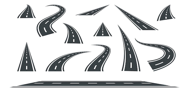 Set street and road vector template isolated on background