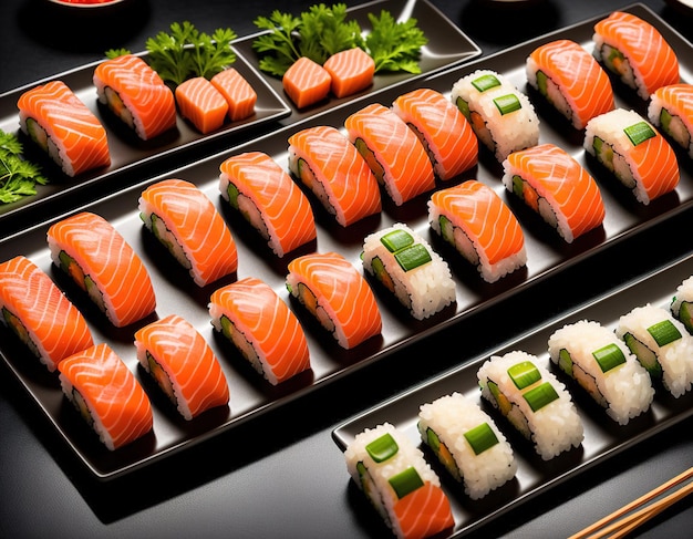 Set de sushi assorti Generative AI