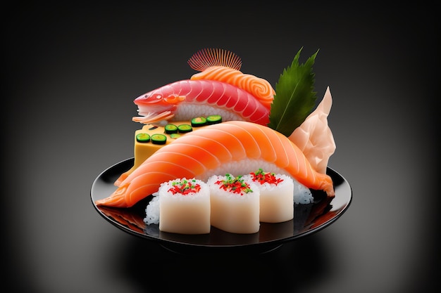 Set de sushi Cuisine japonaise Le poisson cru est traditionnellement présenté sur la table dans un repas appelé poisson cru en tranches de sashimi