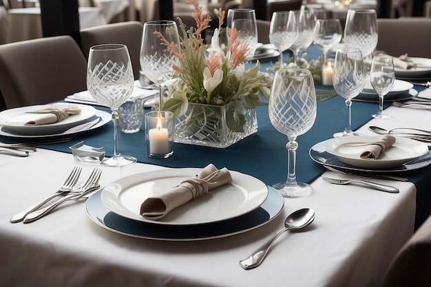 Set de table pour dîner élégant avec couverts et ustensiles de verre