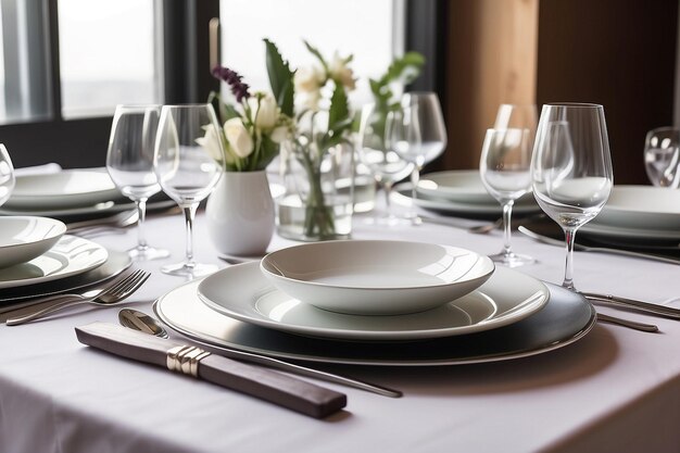 Set de table pour dîner élégant avec couverts et ustensiles de verre