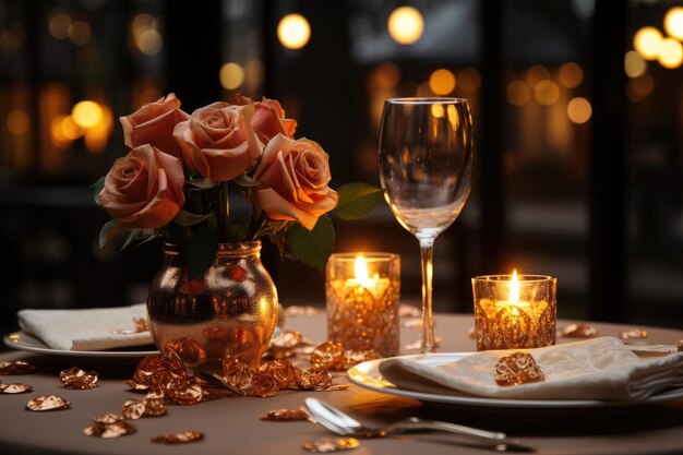 Set de table pour un dîner romantique photographie publicitaire professionnelle