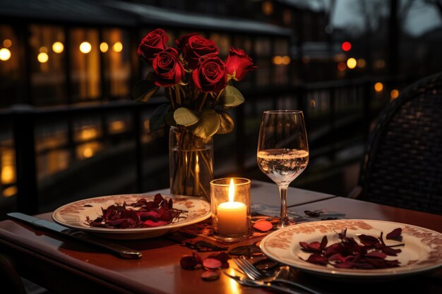 Set de table pour un dîner romantique photographie publicitaire professionnelle