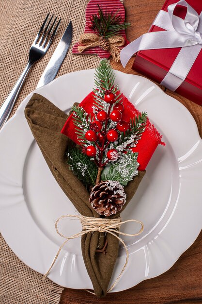 Set de table pour Noël avec coffret cadeau