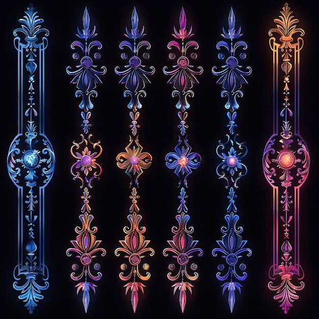 Set de treillis baroques pixel art avec des détails ornés et un jeu dramatique Asset Collage Art Design