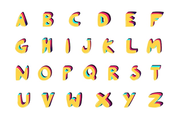 Set de typographie d'alphabet en caractères png