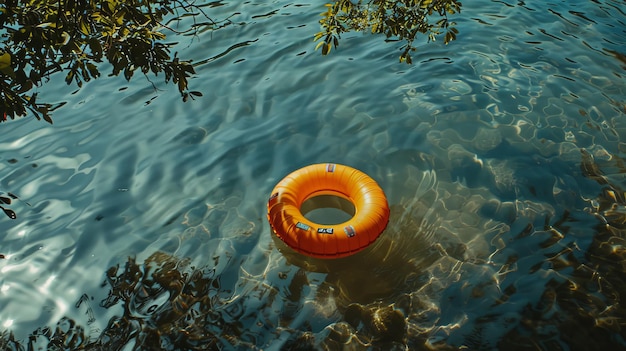 Un seul anneau de natation ajoutant une touche de fantaisie à la scène illustration générée par l'IA