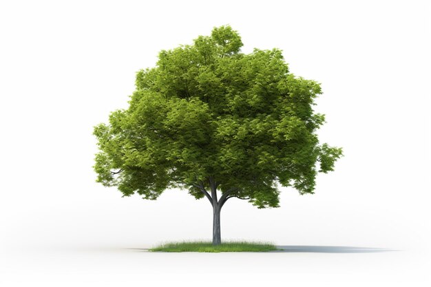 Photo un seul arbre vert isolé sur un fond blanc qui est beau