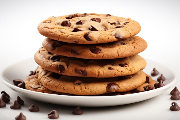 Un seul biscuit au chocolat isolé isolé sur un fond blanc