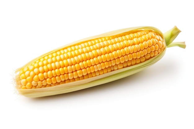 Un seul maïs isolé sur un fond blanc.