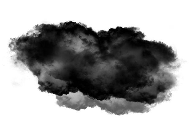 Seul nuage noir de fumée sur fond blanc