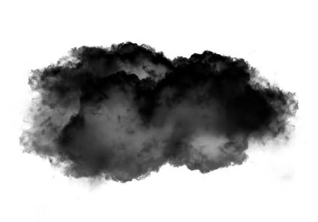 Photo seul nuage noir de fumée sur fond blanc