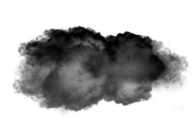 Photo seul nuage noir de fumée sur fond blanc