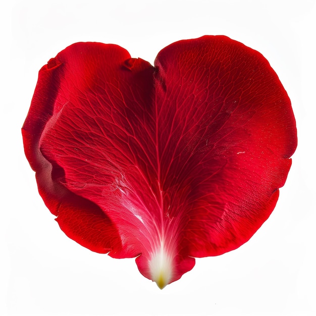 Photo un seul pétale de fleur de rose rouge en gros plan isolé sur le fond