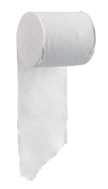 Seul rouleau de papier toilette isolé sur fond blanc