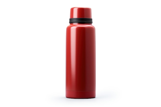 Un seul thermos isolé sur un fond blanc