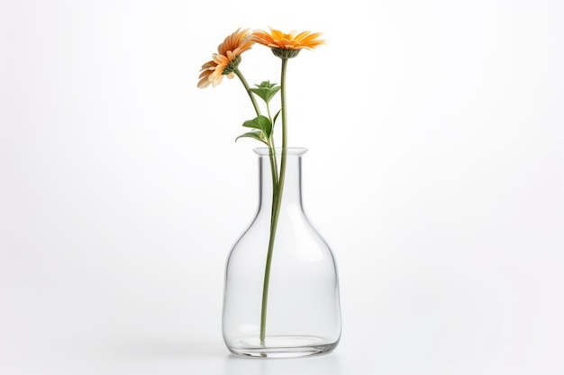 Un seul vase en verre isolé sur fond blanc