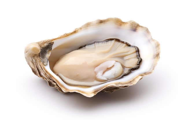 Photo une seule coquille d'huître isolée sur un fond blanc