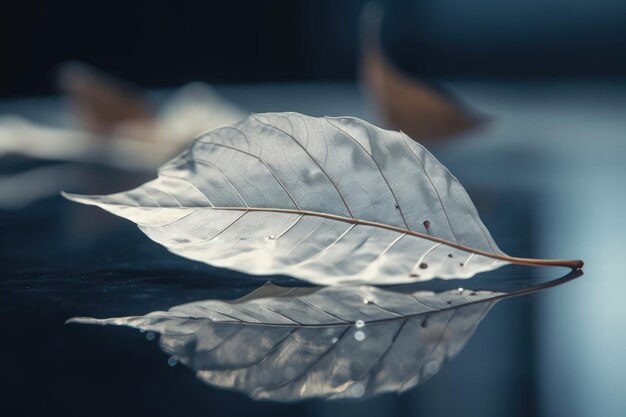 Une seule feuille blanche posée sur une table IA générative