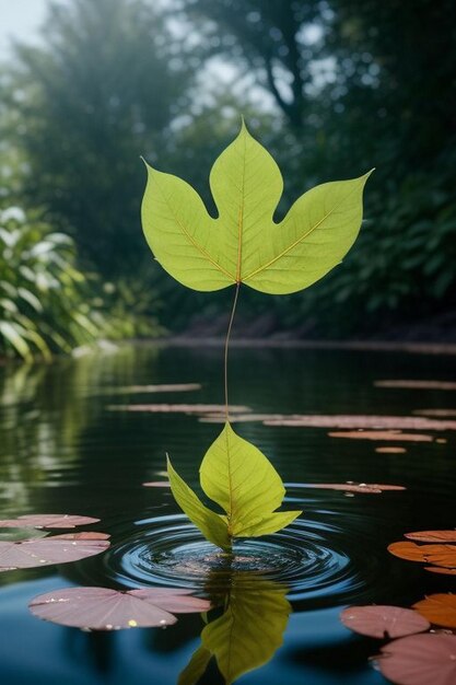 Une seule goutte d'eau étincelante s'accroche délicatement au bord d'une fine branche d'arbre posée à