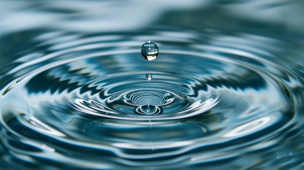 Une seule gouttelette immergée dans l'eau en gros plan photo de la molécule d'eau