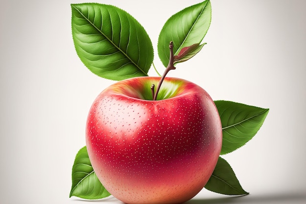 Une seule pomme Pomme fruit dans son intégralité rouge ou rose avec une feuille