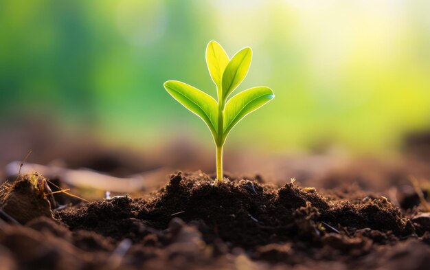 Une seule pousse verte vivante représente la croissance et les nouveaux commencements.