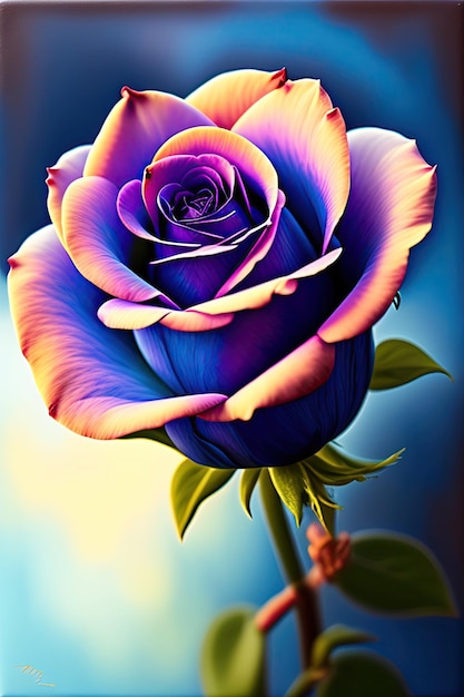 Une seule rose bleue