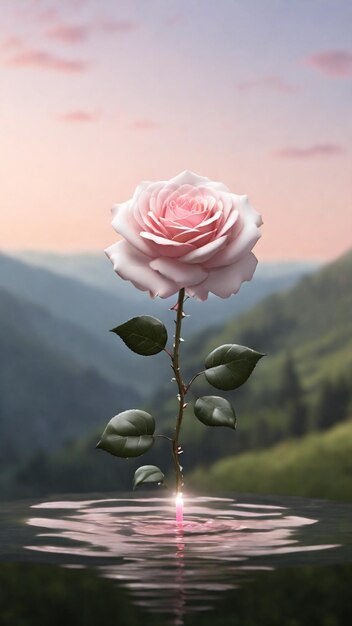 Photo une seule rose flottant au milieu de l'air