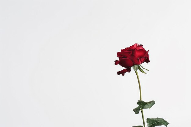 Une seule rose en pleine floraison isolée sur un fond blanc