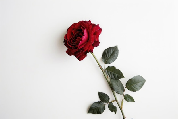 Une seule rose en pleine floraison isolée sur un fond blanc