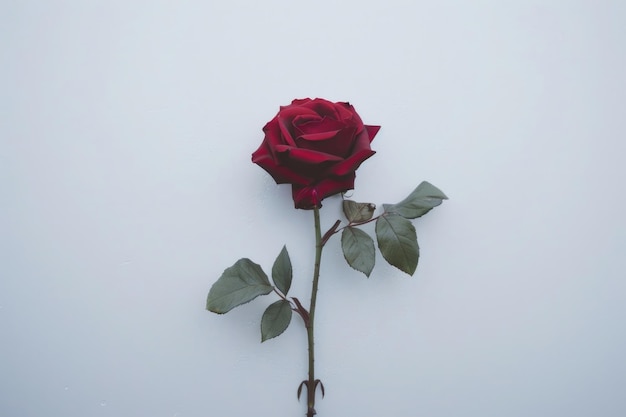 Une seule rose en pleine floraison isolée sur un fond blanc