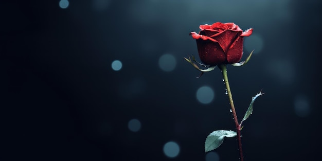 Photo une seule rose rouge avec un fond sombre