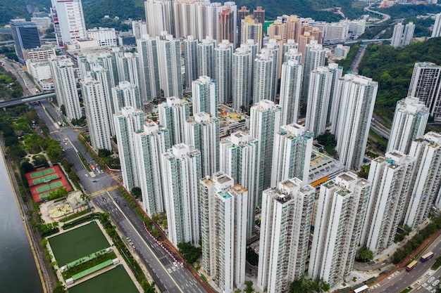 Sha Tin, Hong Kong 04 mai 2019 : quartier résidentiel de Hong Kong à partir du haut