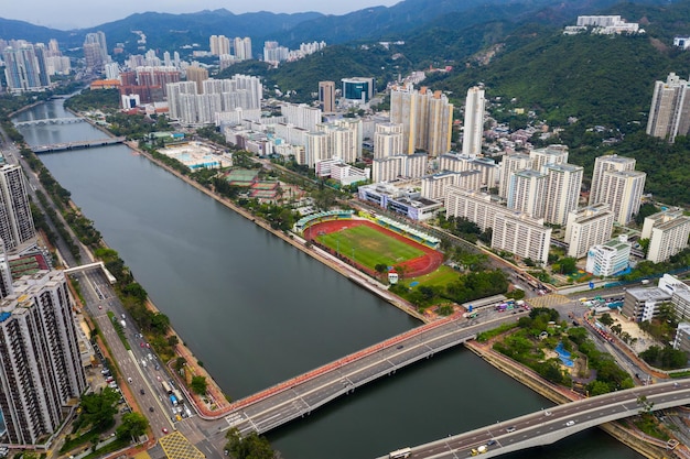 Sha Tin, Hong Kong 04 mai 2019 : Vue de dessus du quartier résidentiel de Hong Kong