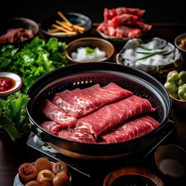 Un Shabu Shabu avec arrière-plan flou