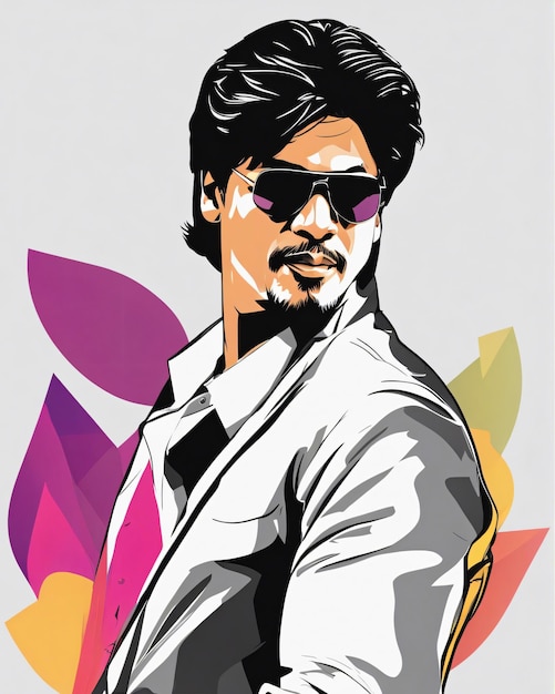 Photo shahrukh khan srk dessin d'art du visage