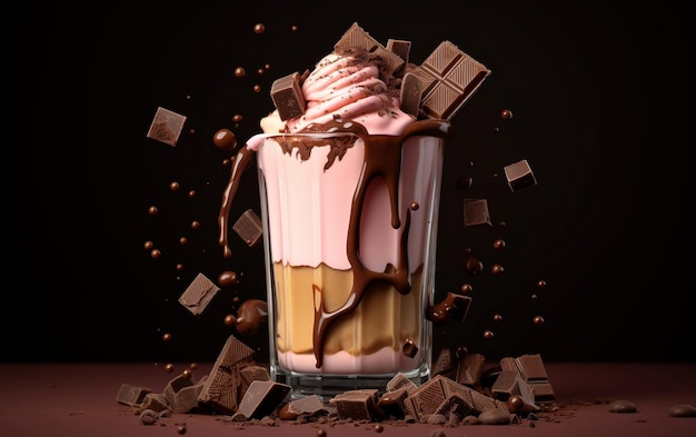 Shake au chocolat avec des morceaux décadents