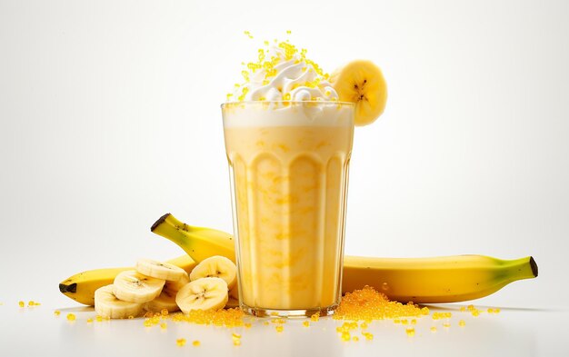 "Un shake de banane sur un fond blanc"